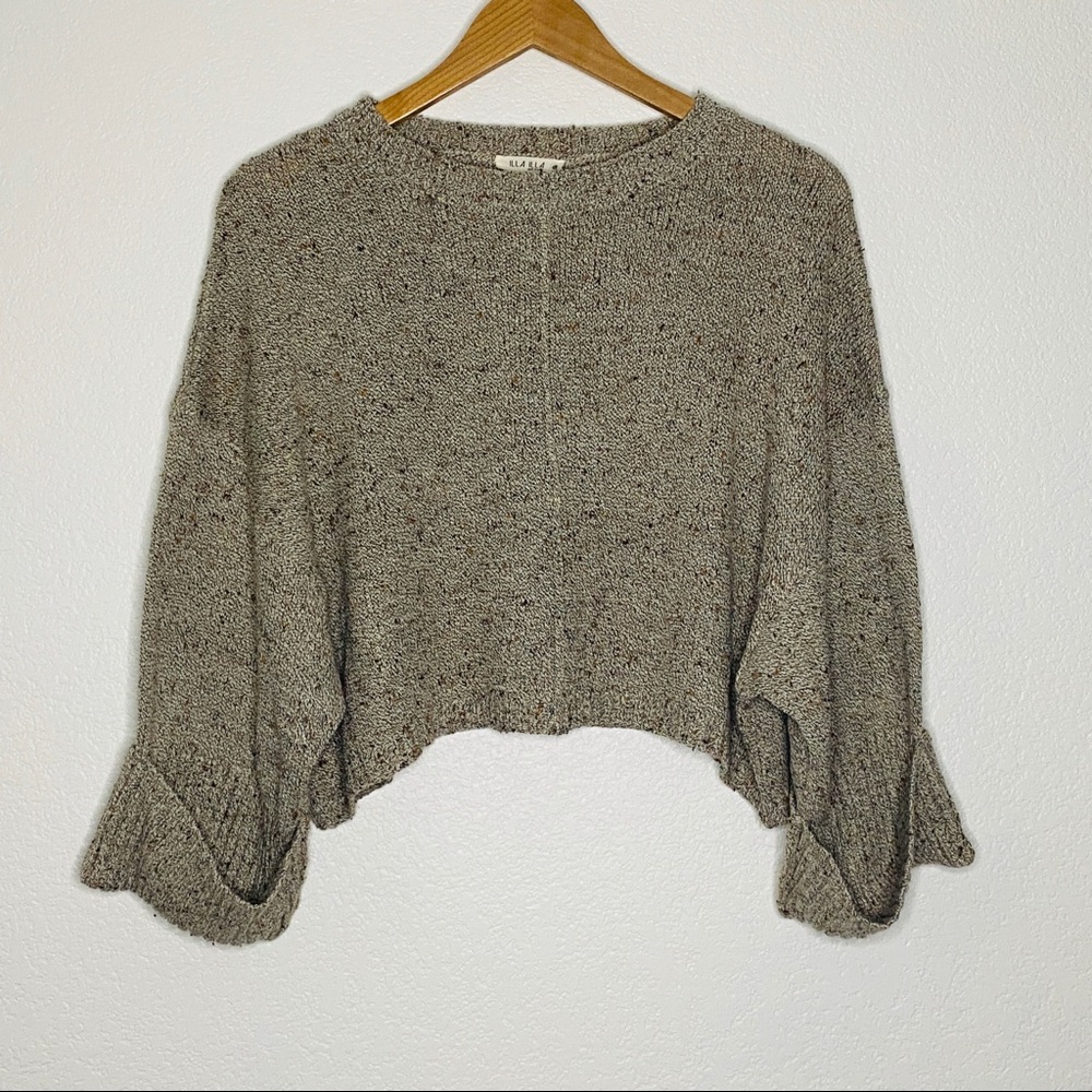 Illa Illa Tan Cropped Marled Sweater Size Medium